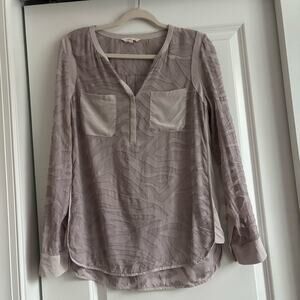 Rebecca Taylor Silk Burnout Sheer Lavender Textured Blouse Top 10 Popover